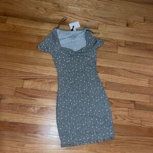 Green floral tight fitting dress